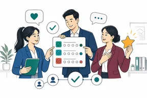 Flat illustration of colleagues sharing feedback and recognition