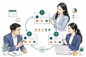 HR team configuring performance review cycle stages