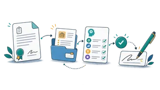 Process illustration showing contracts, job description and KSA acceptance