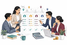 HR and finance reviewing travel entitlements by grade and destination